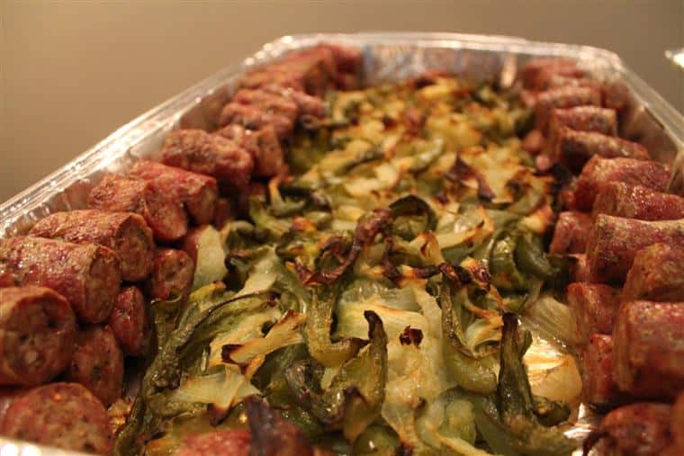 food in a catering tray