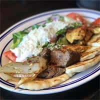 chicken and beef kabob plate