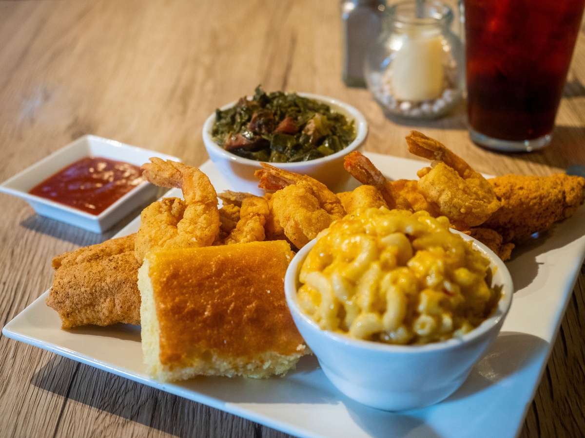 Haddock and Shrimp combo with choice of 2 sides