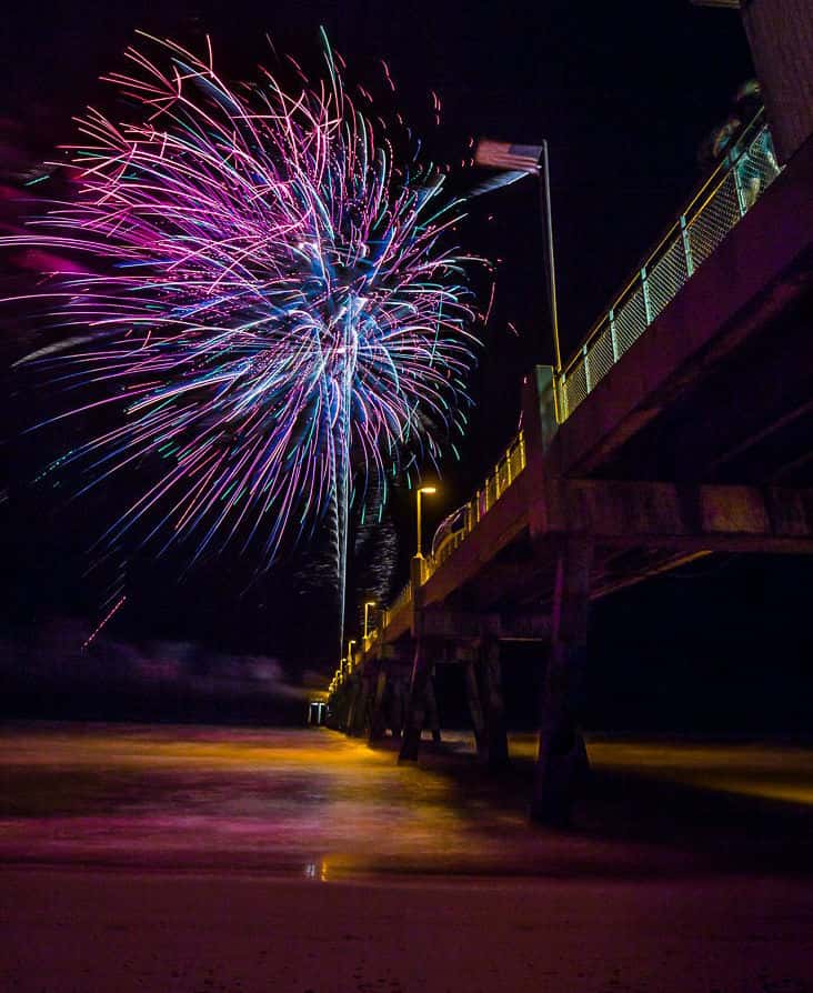 fireworks on the pier