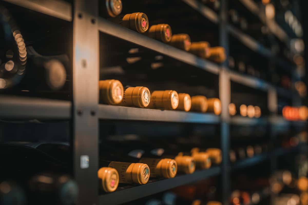 Bottles of wine displayed in 71Above's wine room, part of the restaurant's award-winning wine program in Downtown Los Angeles