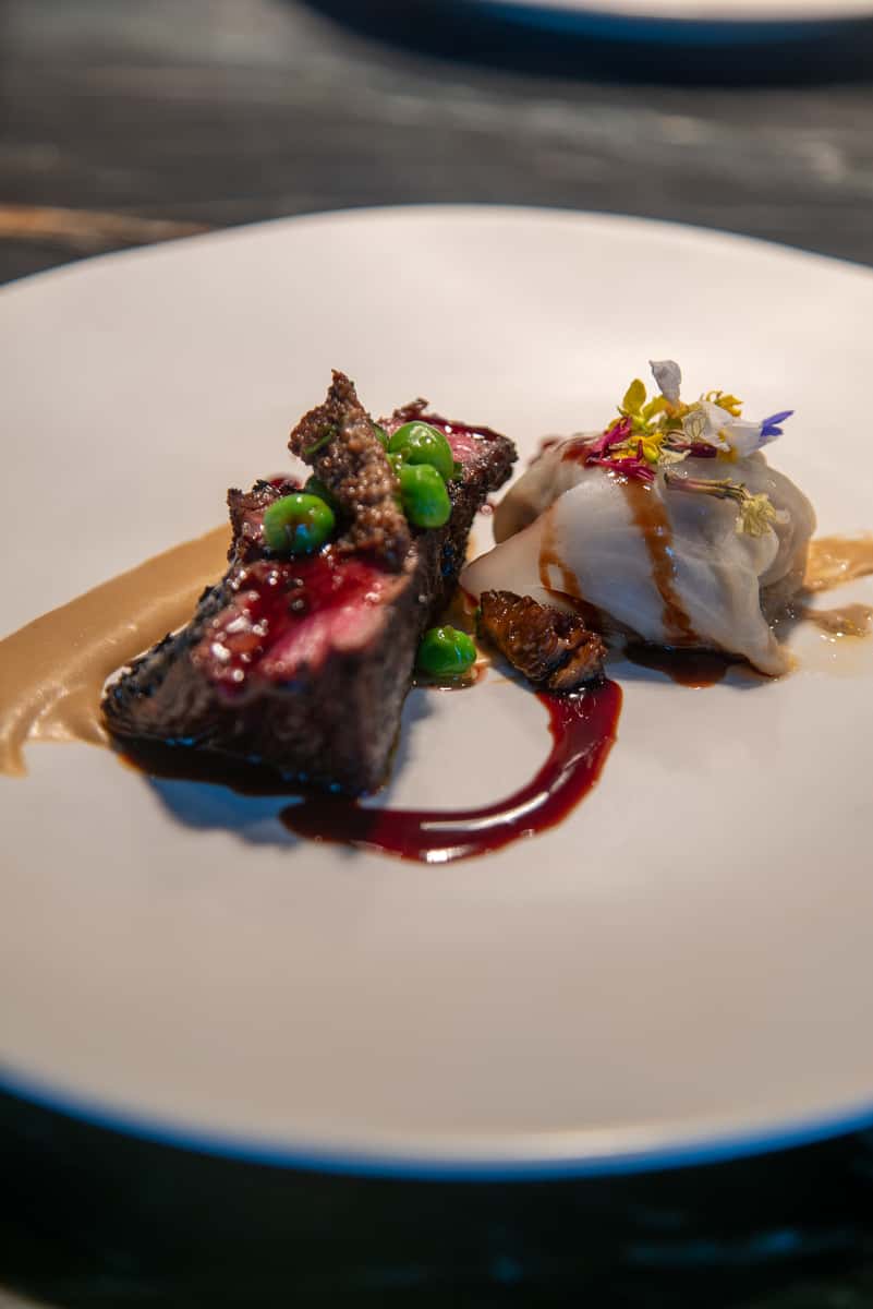 Artfully plated signature dish at 71Above fine dining restaurant Los Angeles