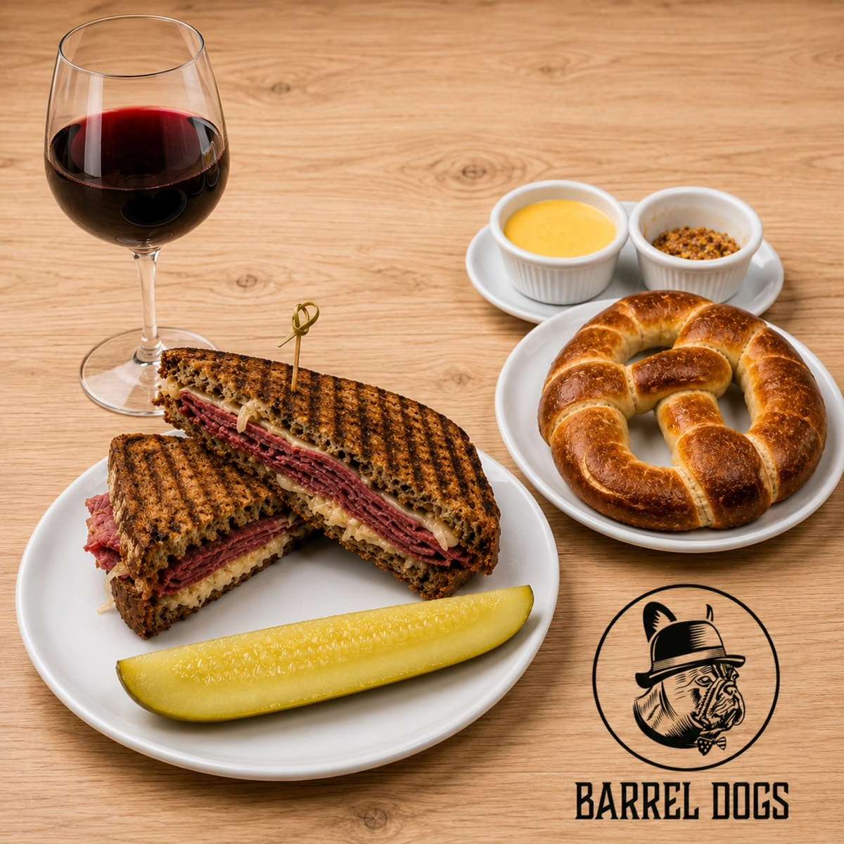 sandwiches and pastries with wine
