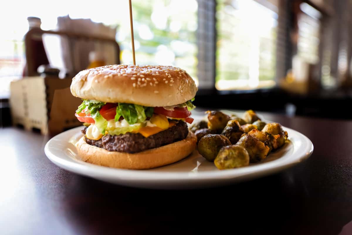 All-American Classic Burger with Brussel Sprouts