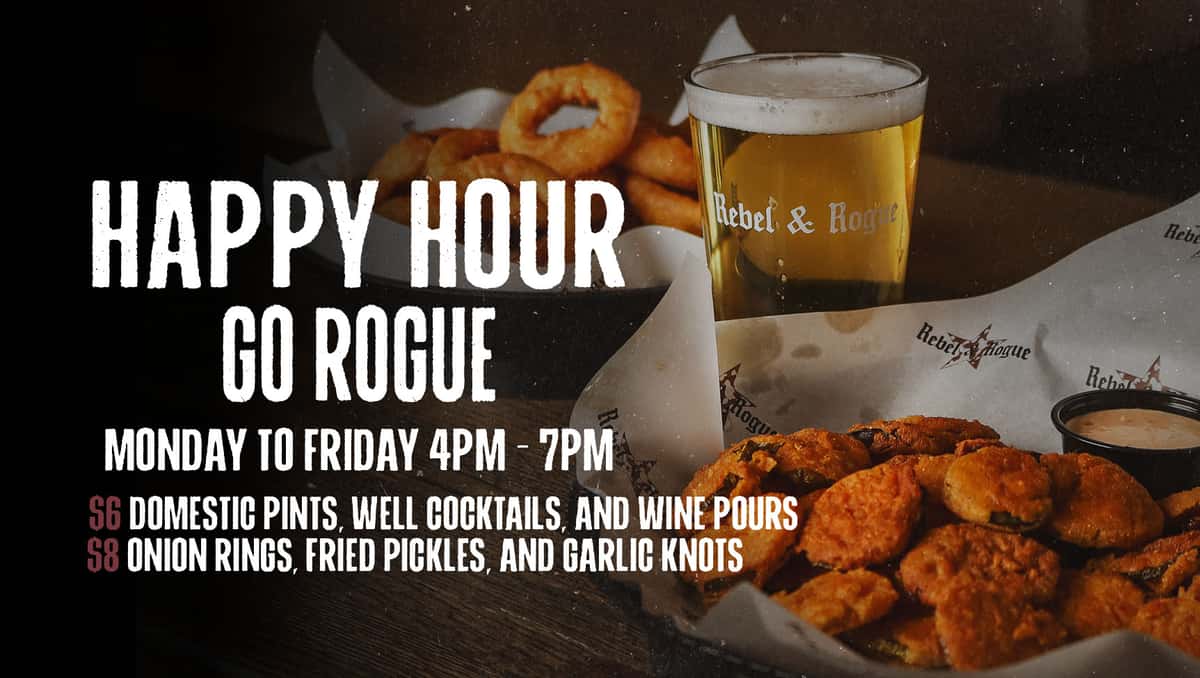 graphic with happy hour details monday-friday 4-7pm $6 drink selection