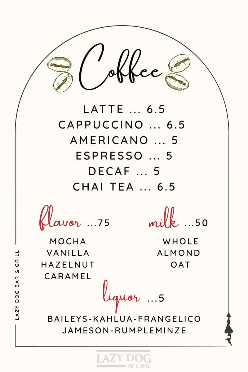 Johnstown Coffee Menu