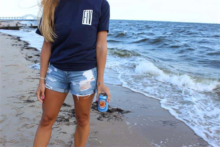 woman wearing a Fire Island Vines Navy Tee