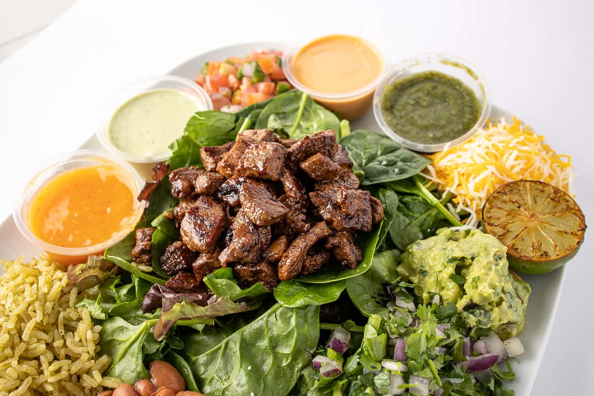 Steak burrito salad