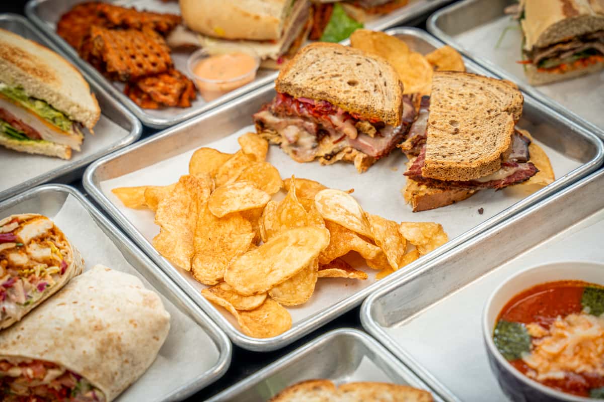 Sandwich combo on table
