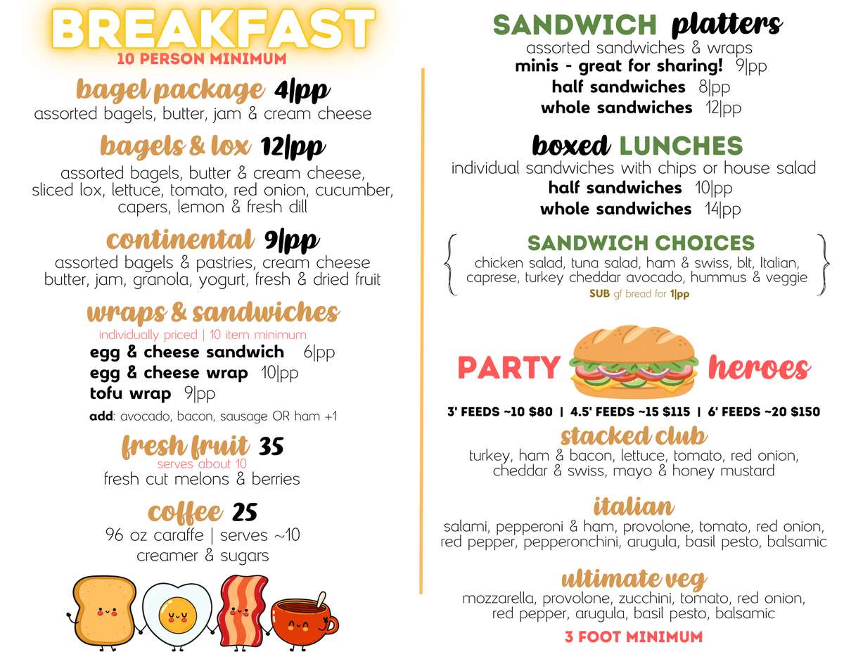 Stacked Catering Menu