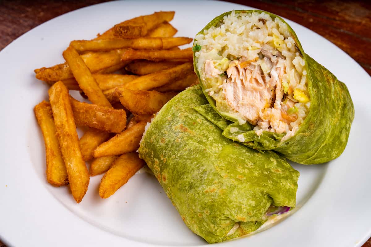 Prawn roll and fries
