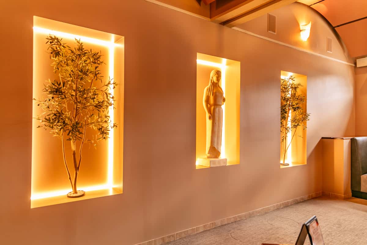 Wall of sculptures