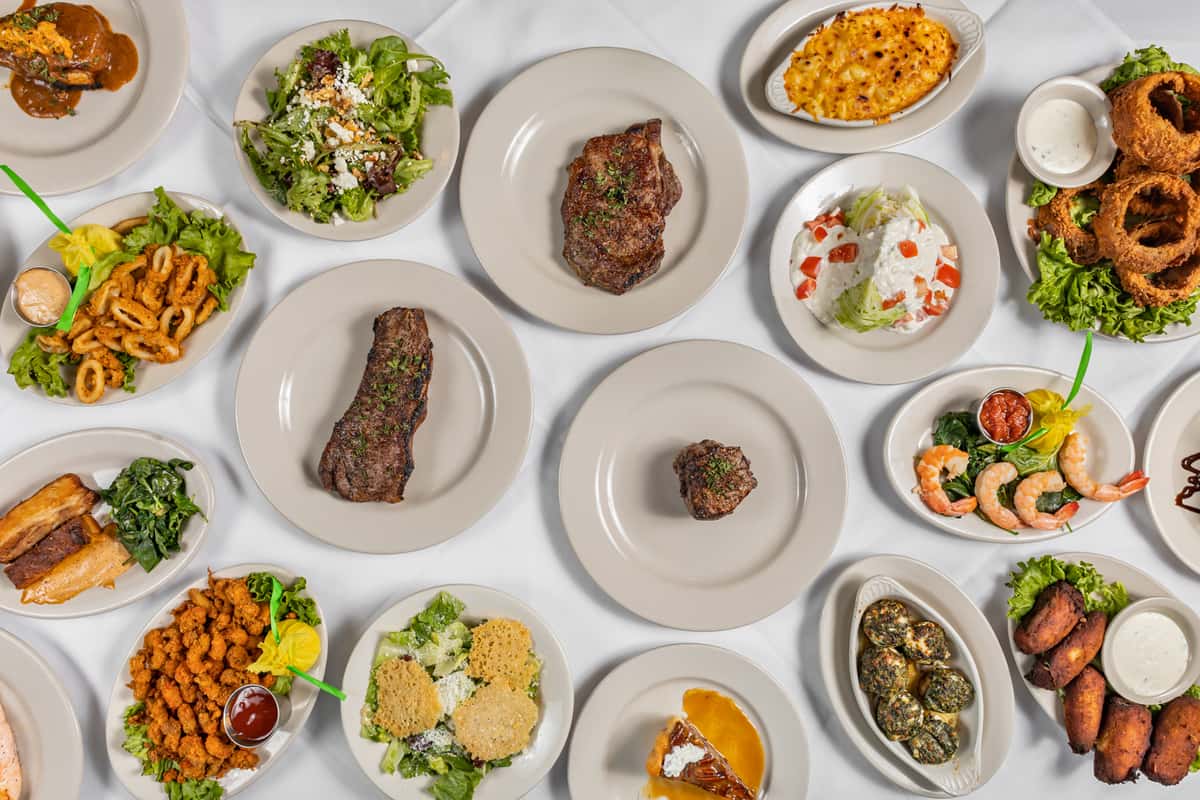 Plates with food from Randy's Steakhouse