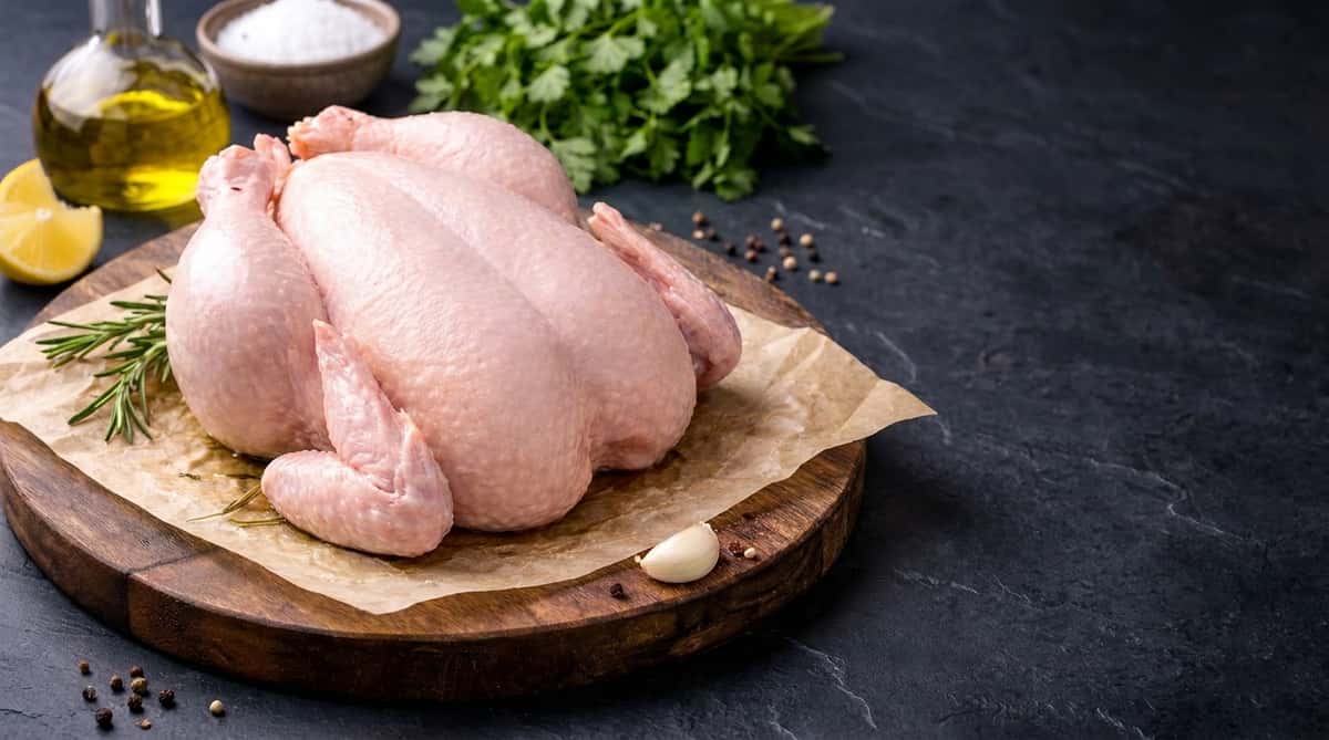 Whole halal chicken prepared fresh by expert butchers at La Carniceria Prime Meat Market