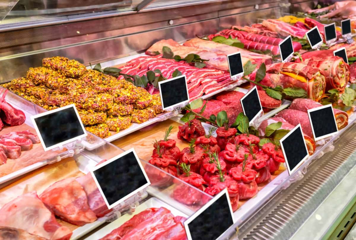 Fresh meat display case with premium butcher cuts in Indianapolis