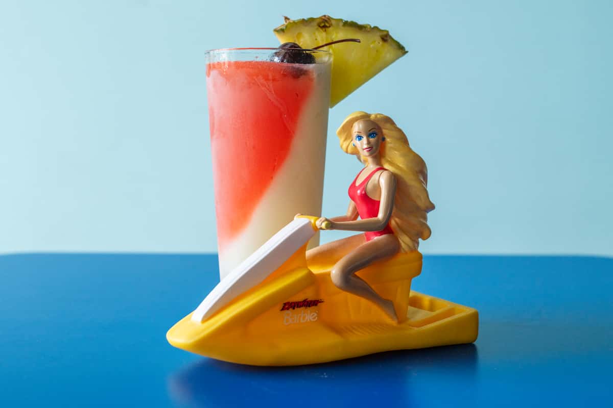 Cocktail with figurine on jetski