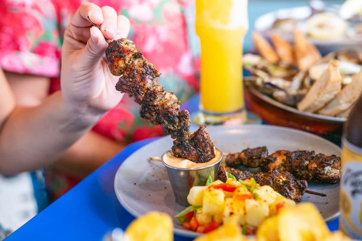 BBQ skewer and sides