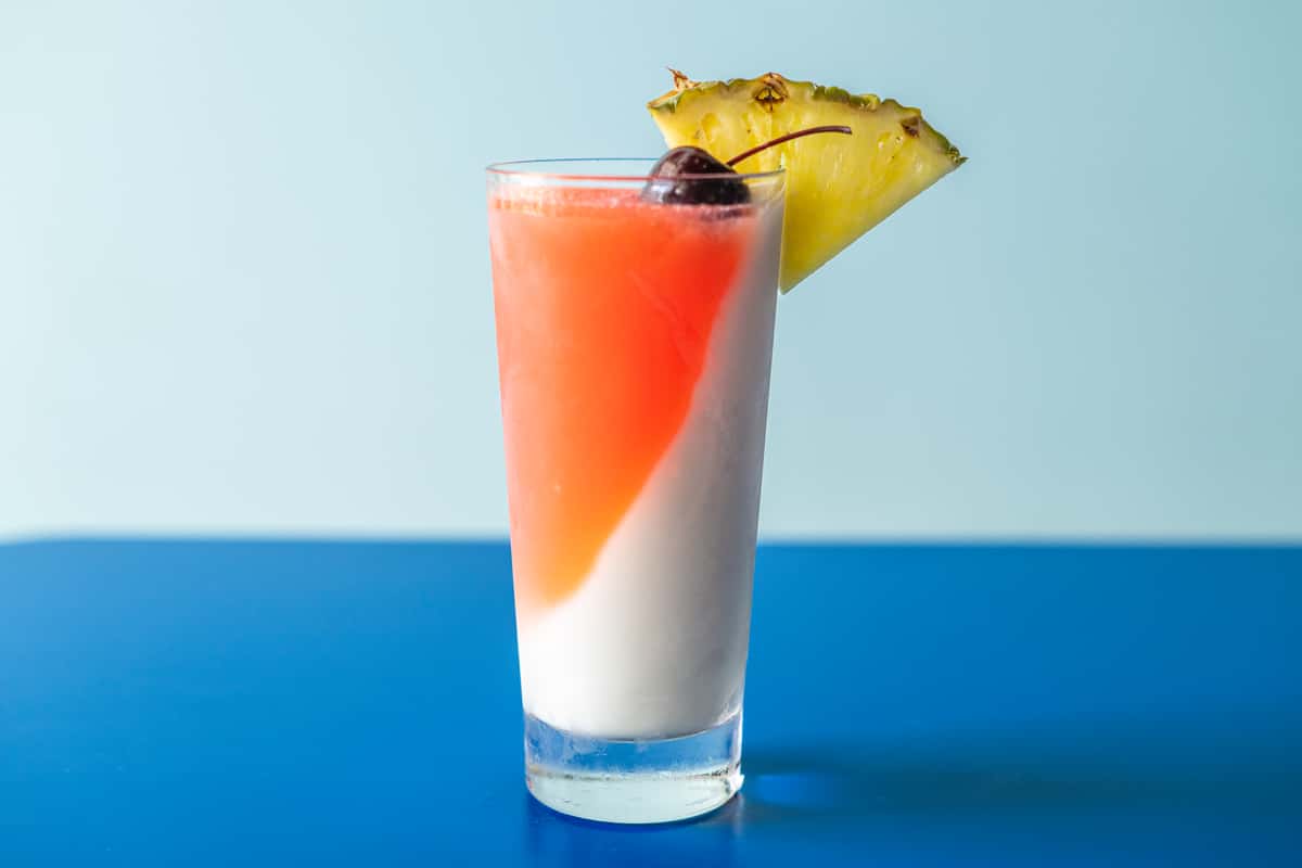 cocktail with pineapple garnish