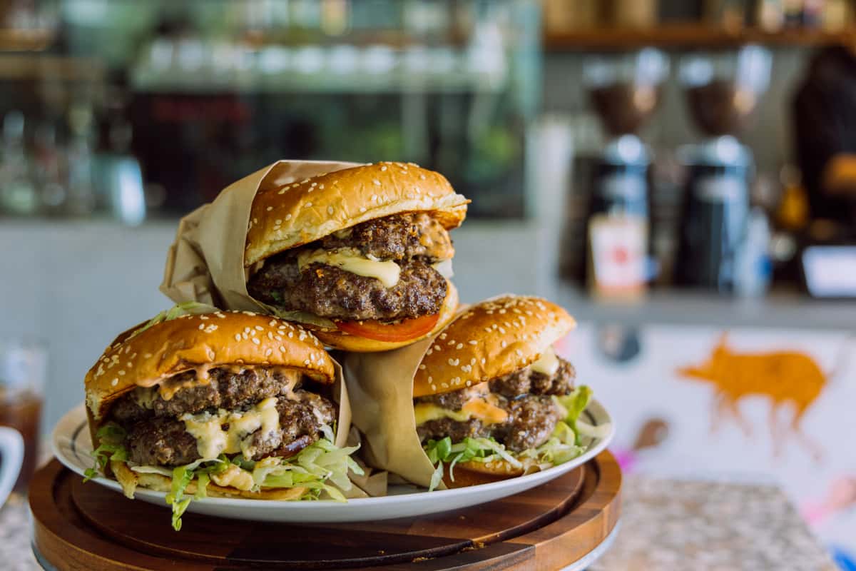 plate of burgers