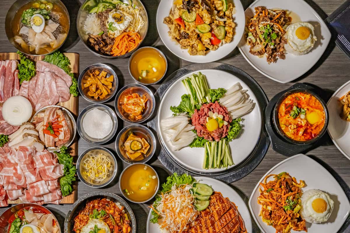 Spread of Korean cuisine dishes