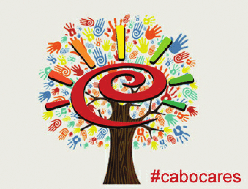 #cabocares Painted hands looking like leaves of a tree graphic