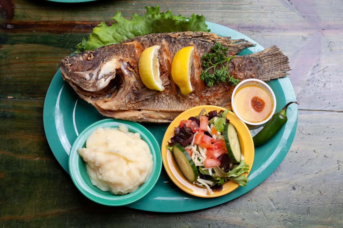 mojarra fried fish with sides