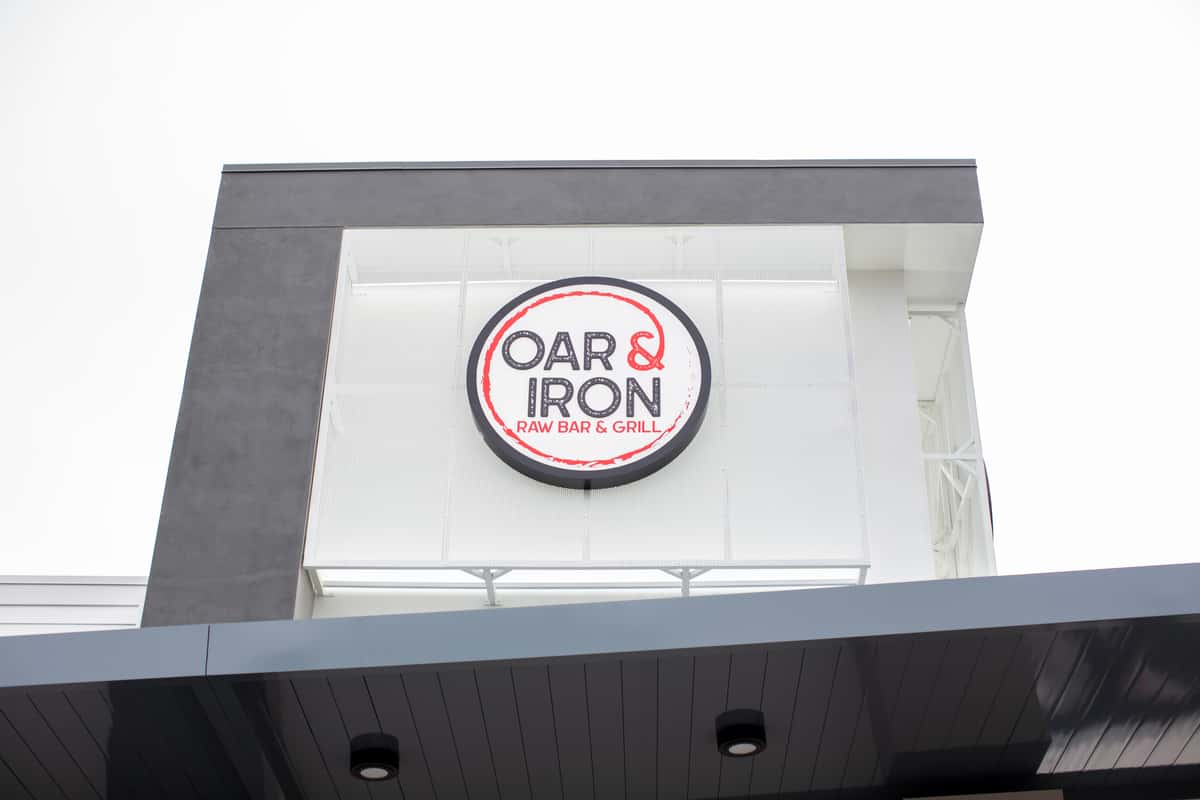 Oar & Iron building sign