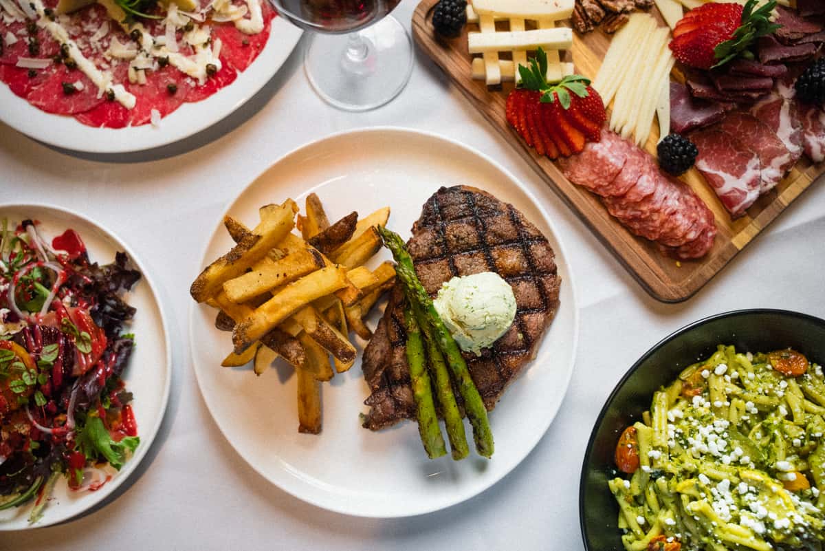 steak and fries plated