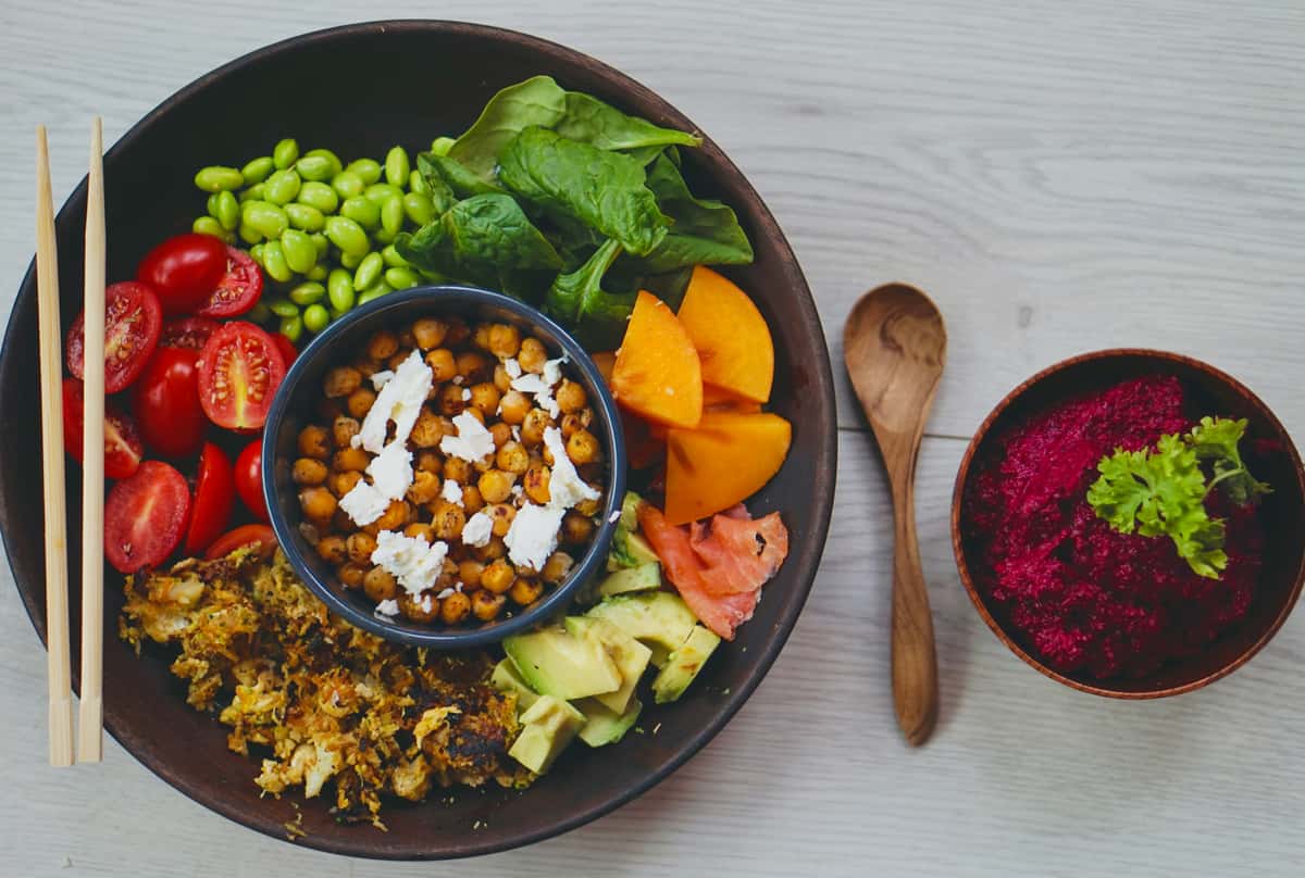 various ingredients for poke bowl
