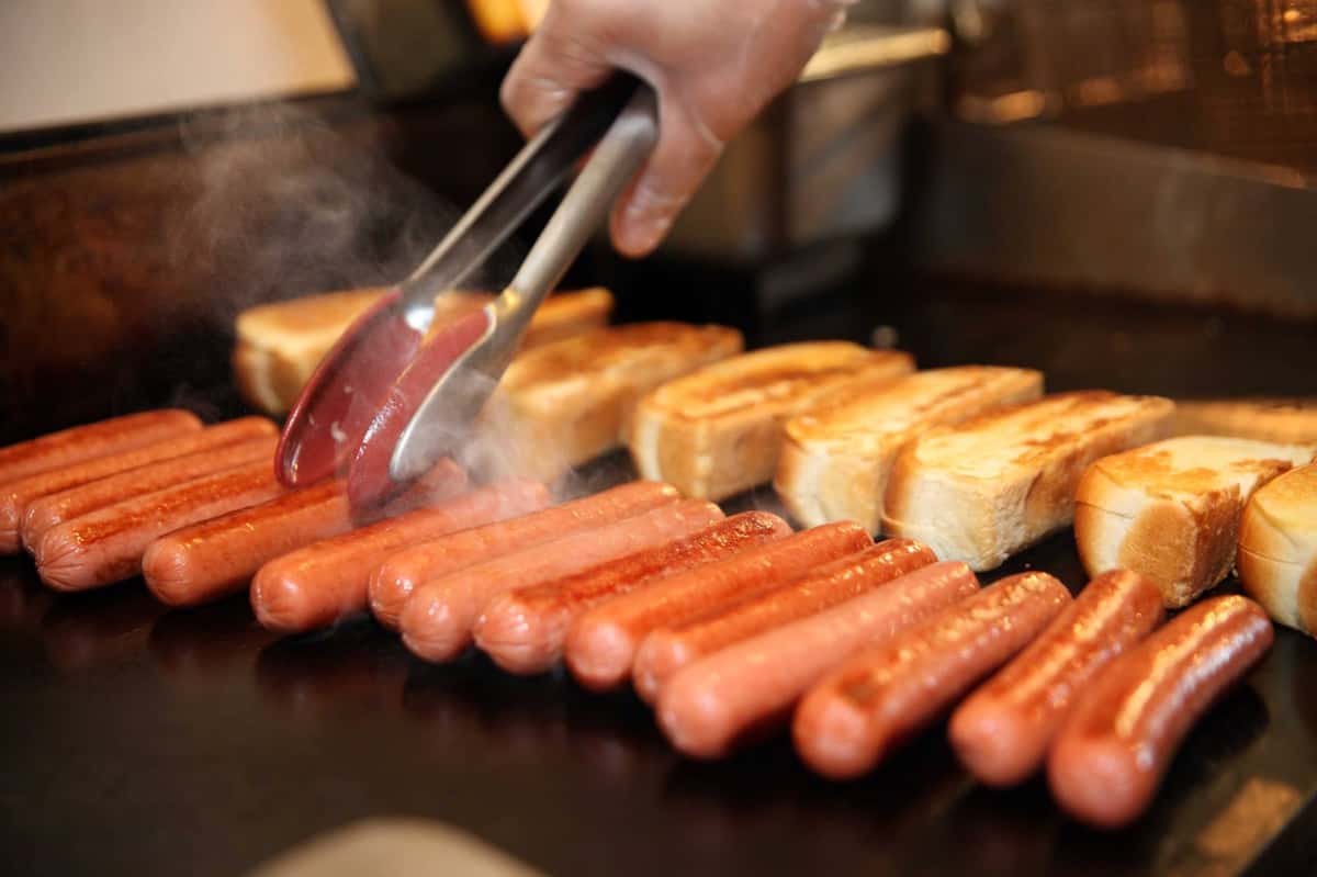 Hotdogs on grill