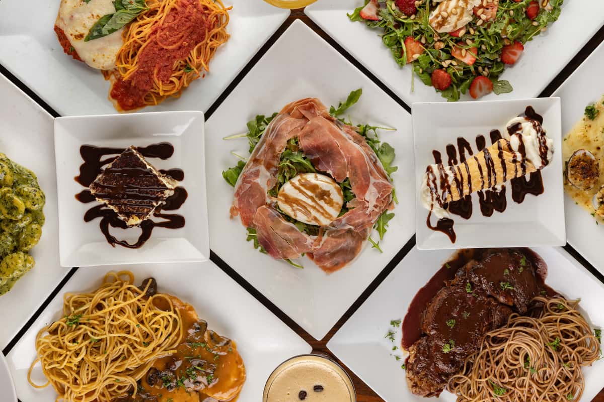 Group shot of food taken in top view