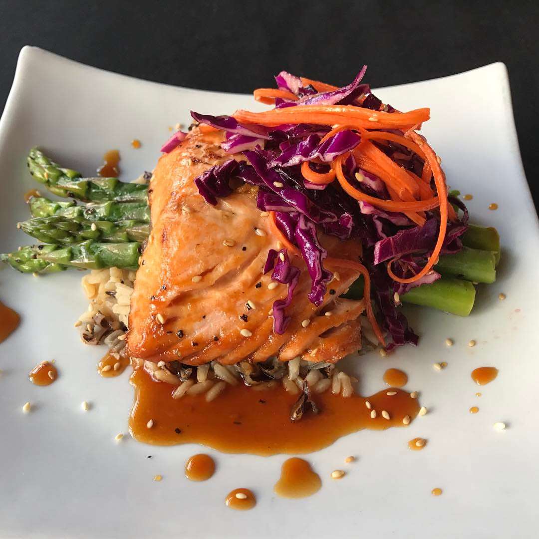 honey soy glazed salmon with a sesame ginger carrot & cabbage