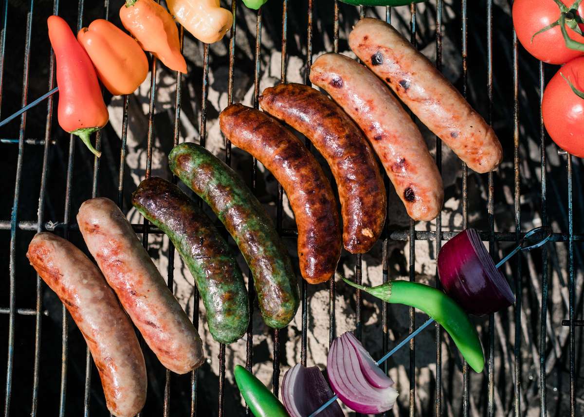 sausages on grill