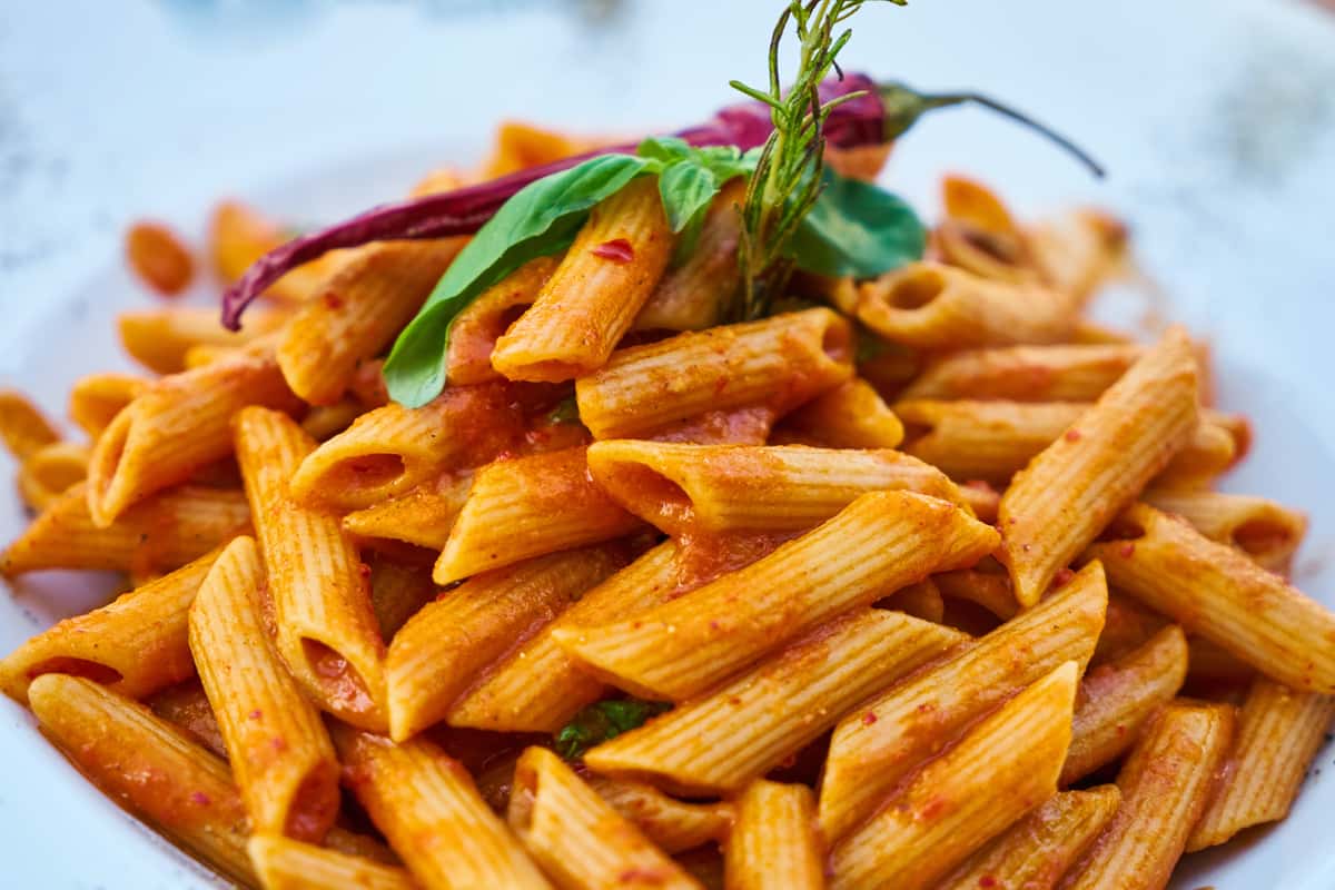 Penne Pasta with chili and basil