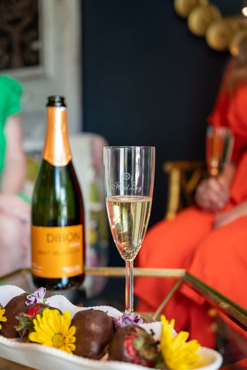 Chocolate Covered Strawberries and Champagne in Lounge