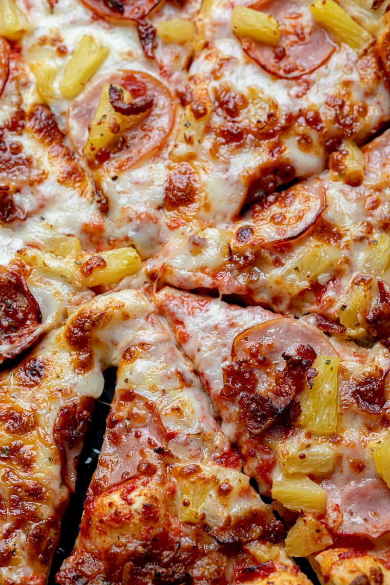 Close up bacon pizza