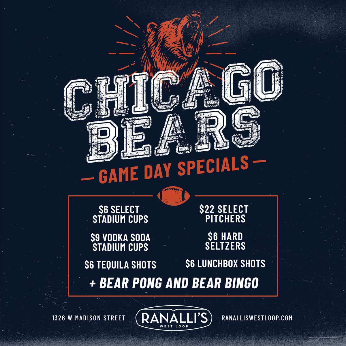 Chicago Bears Football Gameday Specials