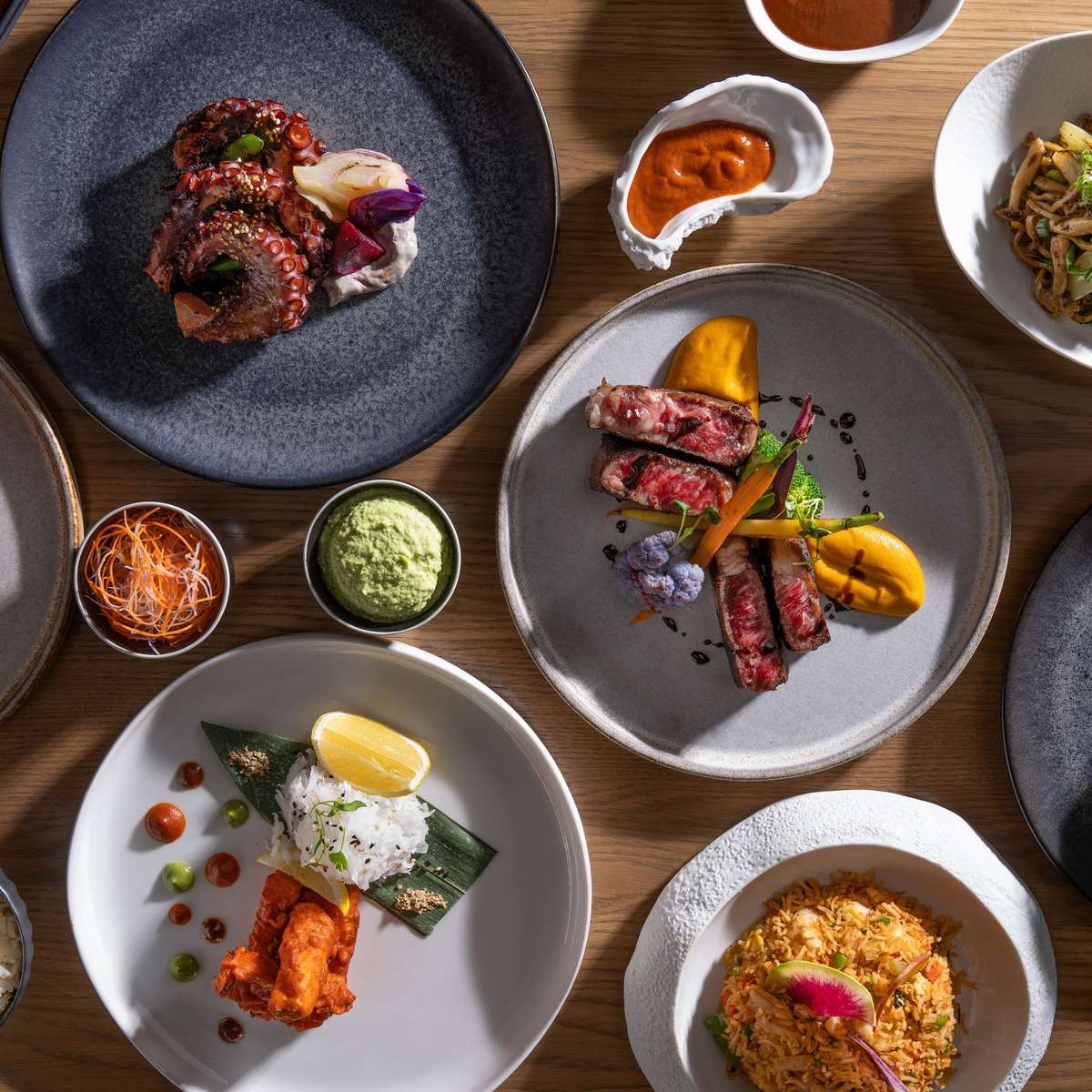 Array of artfully plated signature dishes from luxury Las Vegas restaurants showcasing fine dining presentation