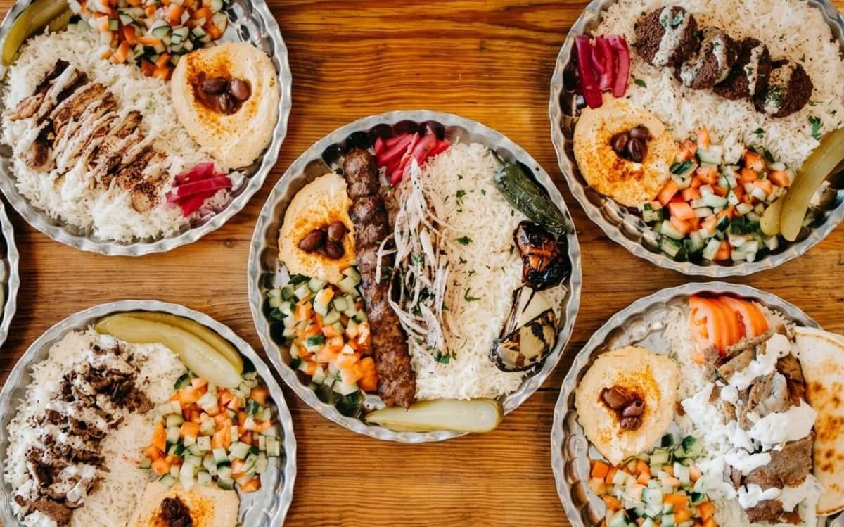 shawarmas, kabobs, gyros, falafel - all plates