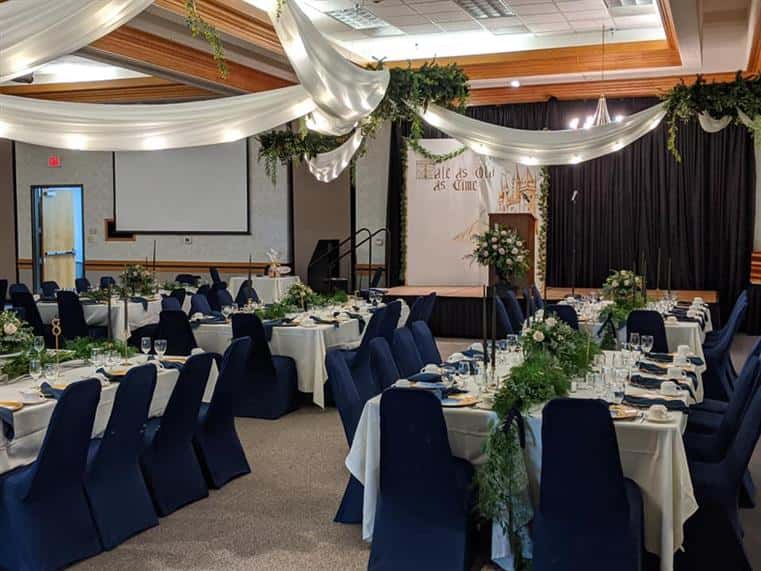 Gering Civic Center event space decorated for a wedding