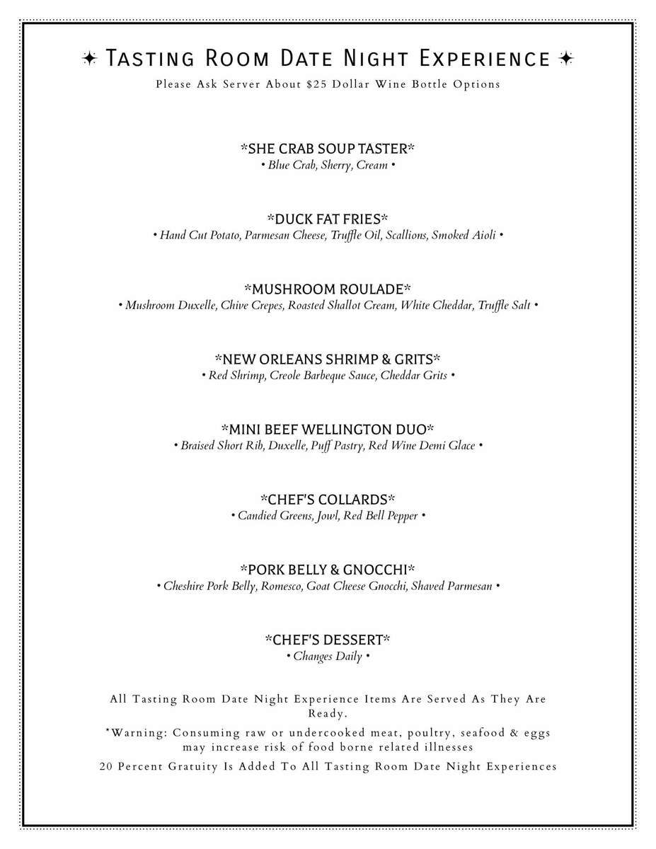 Tasting Room Date Night Experience