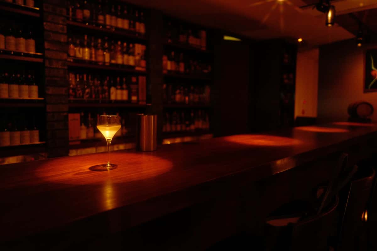 cocktail on dim bar