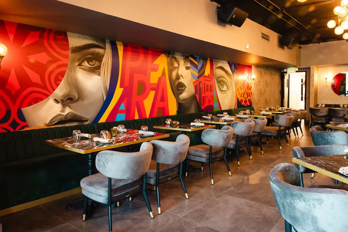 dining area with murals