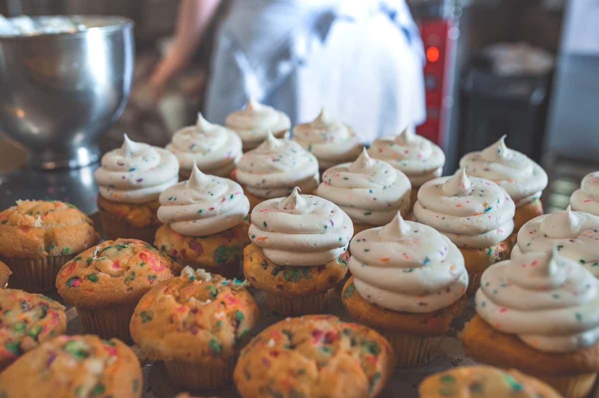 Cupcakes being prepared