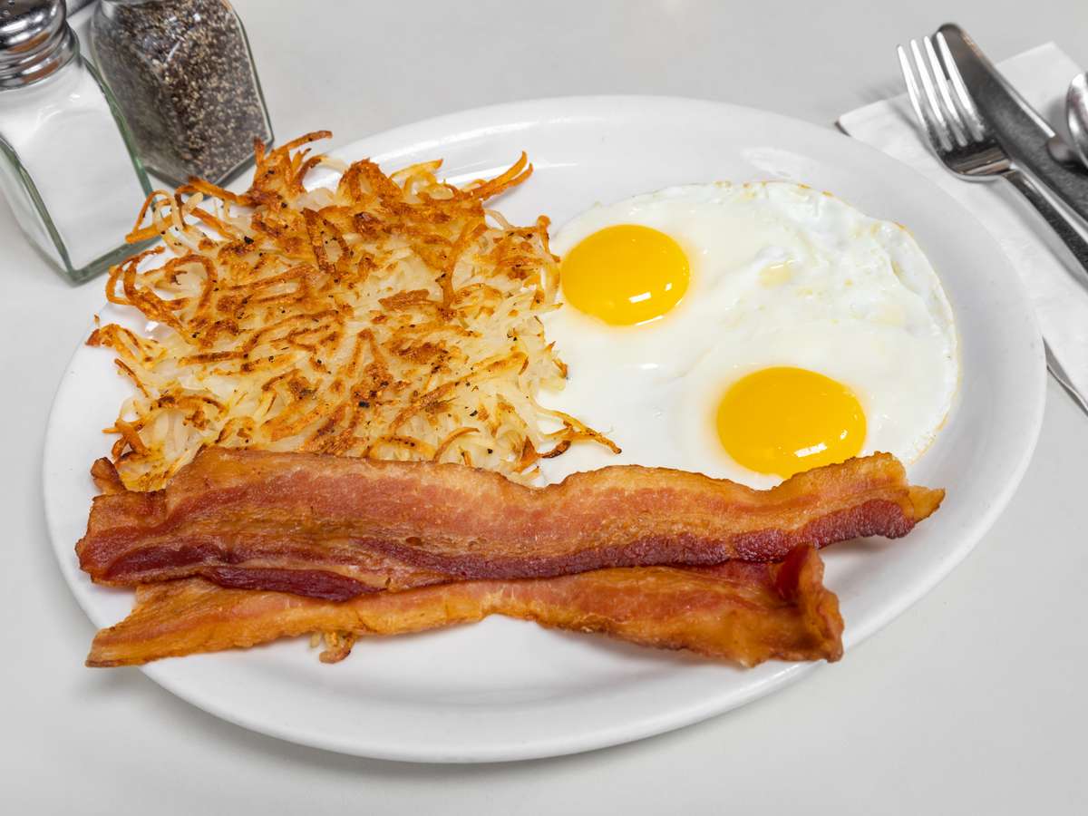 bacon, eggs, and toast potato