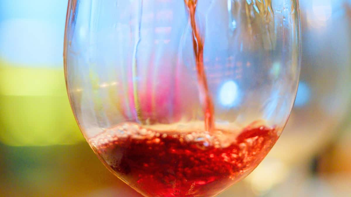 wine pouring in a glass