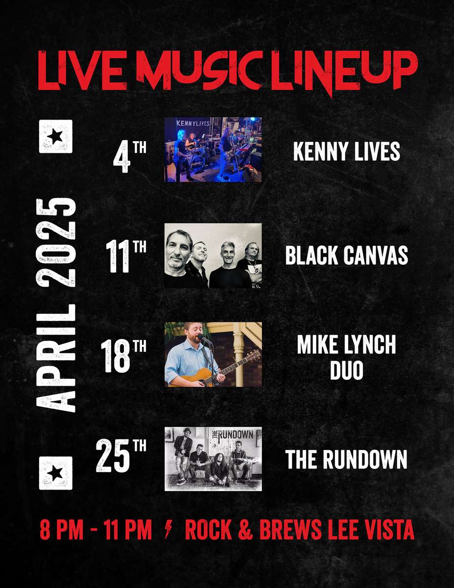 Rock & Brews Live Music from Kenny Lives, Black Canvas, Mike Lynch Duo and The Rundown