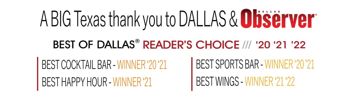 Best-of-Dallas-Reader's-Choice-Awards-Frankie's-Downtown-2020-2021-2022