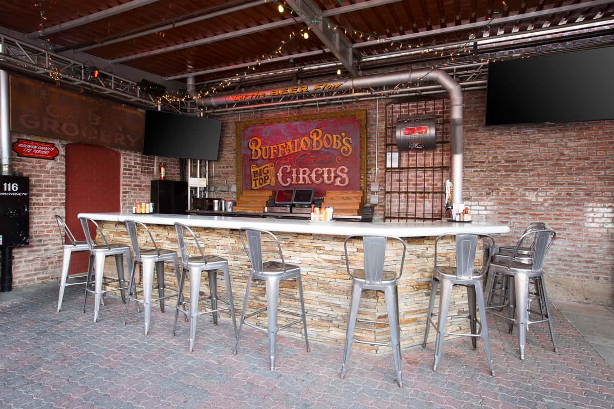 Our outdoor bar at Roscoe's in Fullerton is just one of several SoCal locations for Heroes and Roscoe's