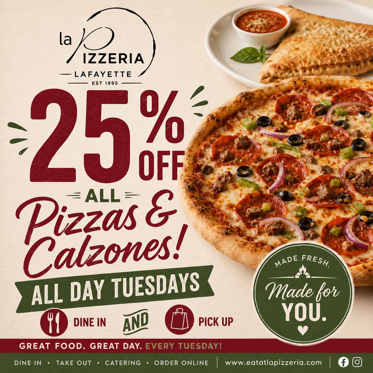 25 % off Tuesday!